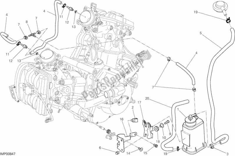 All parts for the Hot Air Pipe Canister of the Ducati Hypermotard Hyperstrada USA 821 2015